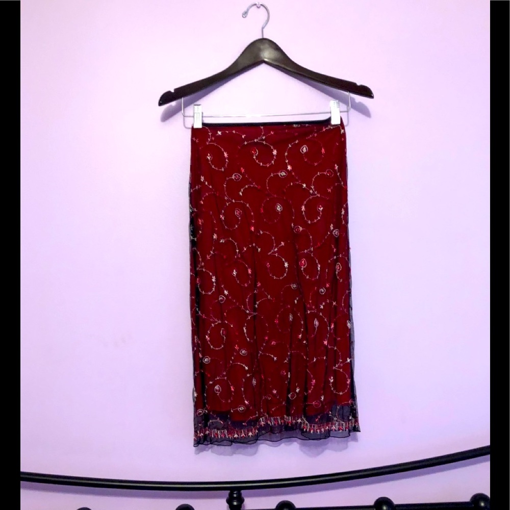 Mid length skirt with embroidery by harolds size 2